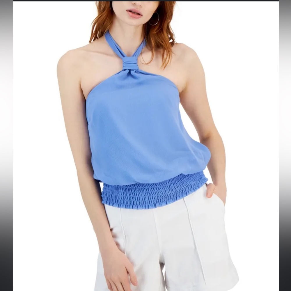 INC PERI BLUE DETAIL HALTER-NECK TOP.  *APRIL FASHION*